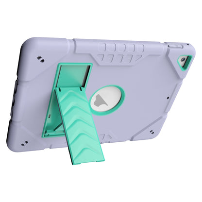 For iPad 9.7 2018 / Air / Air 2 Armor Holder Silicone Hybrid PC Tablet Case(Purple Mint Green) by buy2fix