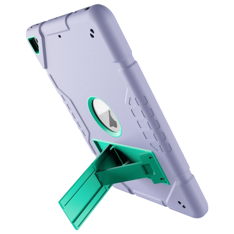 For iPad 9.7 2018 / Air / Air 2 Armor Holder Silicone Hybrid PC Tablet Case(Purple Mint Green) by buy2fix