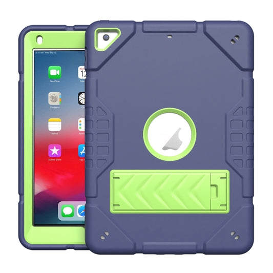 For iPad 9.7 2018 / Air / Air 2 Armor Holder Silicone Hybrid PC Tablet Case(Navy Yellow Green) by buy2fix