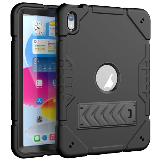 For iPad 2025 / 2022 Armor Holder Silicone Hybrid PC Tablet Case(Black) by buy2fix