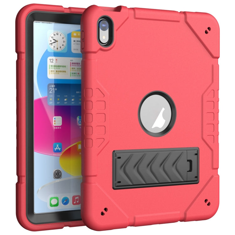 For iPad 2025 / 2022 Armor Holder Silicone Hybrid PC Tablet Case(Red Black) by buy2fix