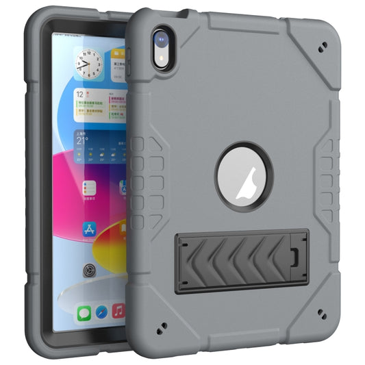 For iPad 2025 / 2022 Armor Holder Silicone Hybrid PC Tablet Case(Grey Black) by buy2fix