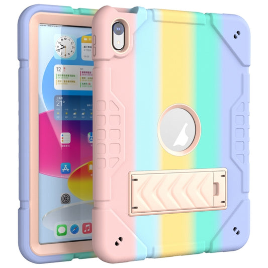 For iPad 2025 / 2022 Armor Holder Silicone Hybrid PC Tablet Case(Gradient Color Gold) by buy2fix