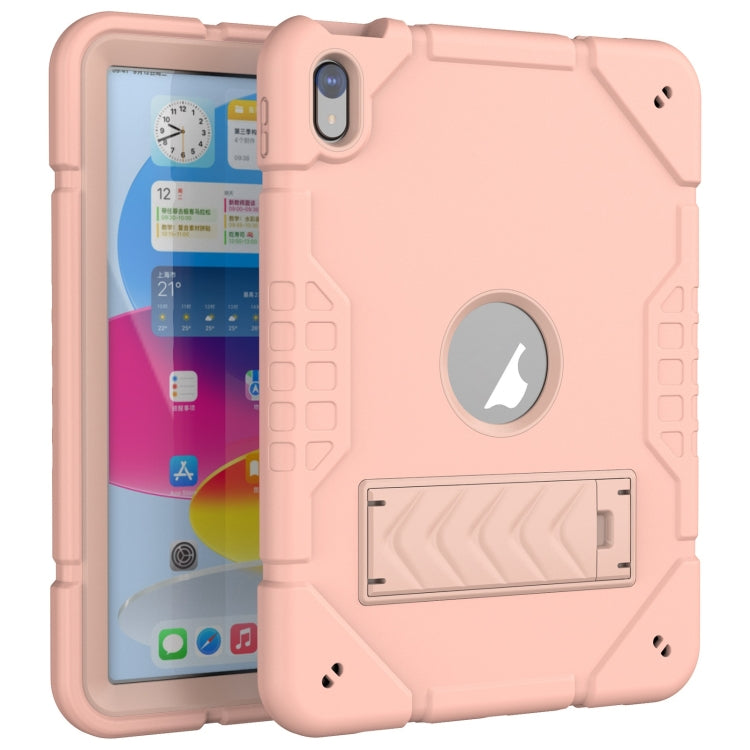 For iPad 2025 / 2022 Armor Holder Silicone Hybrid PC Tablet Case(Rose Gold) by buy2fix