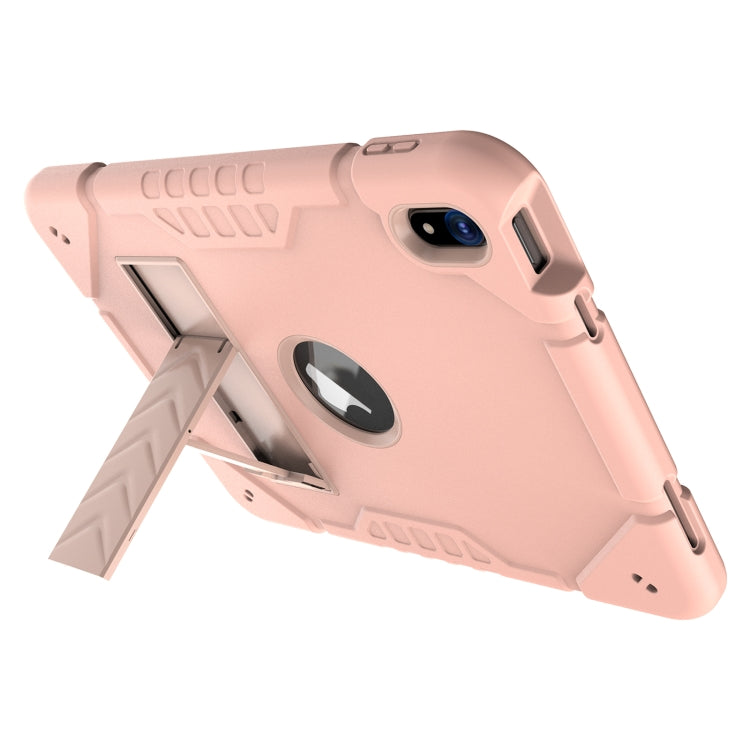 For iPad 2025 / 2022 Armor Holder Silicone Hybrid PC Tablet Case(Rose Gold) by buy2fix