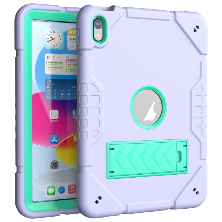For iPad 2025 / 2022 Armor Holder Silicone Hybrid PC Tablet Case(Purple Mint Green) by buy2fix