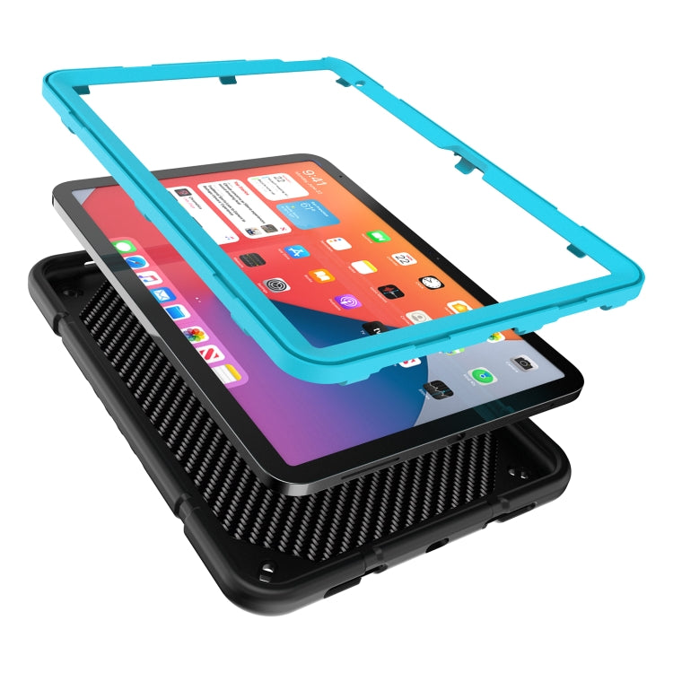 For iPad 10th Gen 10.9 2022 Armor Holder Silicone Hybrid PC Tablet Case(Black Blue) - iPad 10th Gen 10.9 Cases by buy2fix | Online Shopping UK | buy2fix