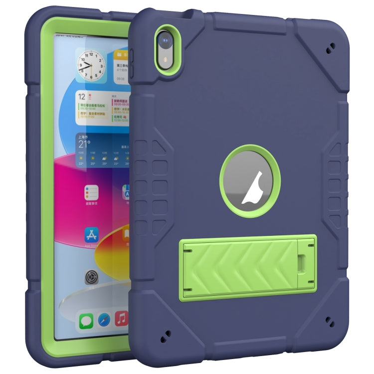 For iPad 2025 / 2022 Armor Holder Silicone Hybrid PC Tablet Case(Navy Yellow Green) by buy2fix