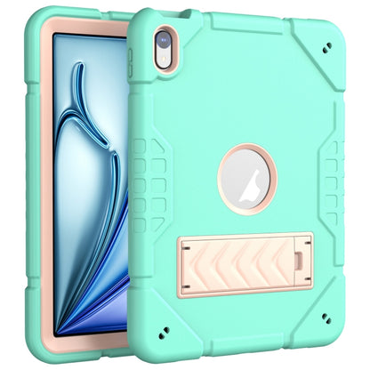 For iPad Air 11 2025 / 2024 Armor Holder Silicone Hybrid PC Tablet Case(Mint Green Gold) by buy2fix