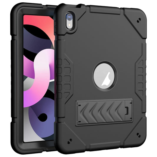 For iPad Air 2022 / 2020 10.9 Armor Holder Silicone Hybrid PC Tablet Case(Black) by buy2fix
