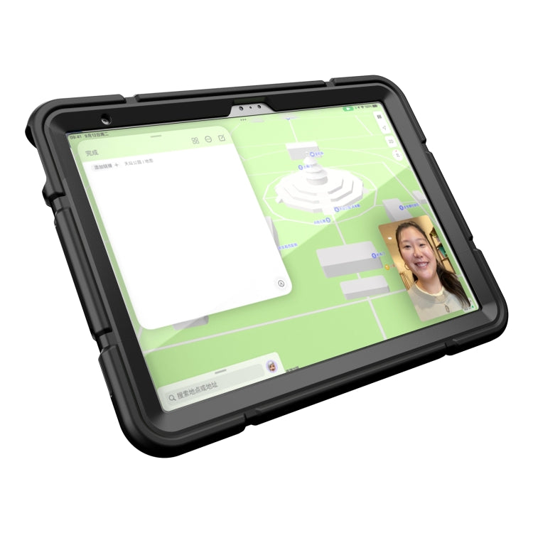 For iPad Air 2022 / 2020 10.9 Armor Holder Silicone Hybrid PC Tablet Case(Black) by buy2fix