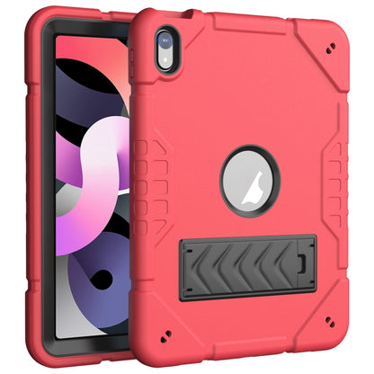 For iPad Air 2022 / 2020 10.9 Armor Holder Silicone Hybrid PC Tablet Case(Red Black) by buy2fix