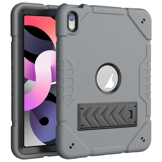 For iPad Air 2022 / 2020 10.9 Armor Holder Silicone Hybrid PC Tablet Case(Grey Black) by buy2fix