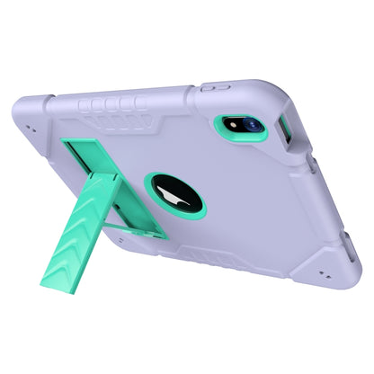 For iPad Air 2022 / 2020 10.9 Armor Holder Silicone Hybrid PC Tablet Case(Purple Mint Green) by buy2fix