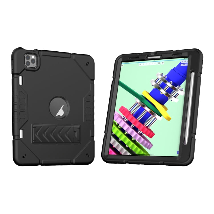 For iPad Pro 11 2022 / 2021 / 2020 Armor Holder Silicone Hybrid PC Tablet Case(Black) by buy2fix