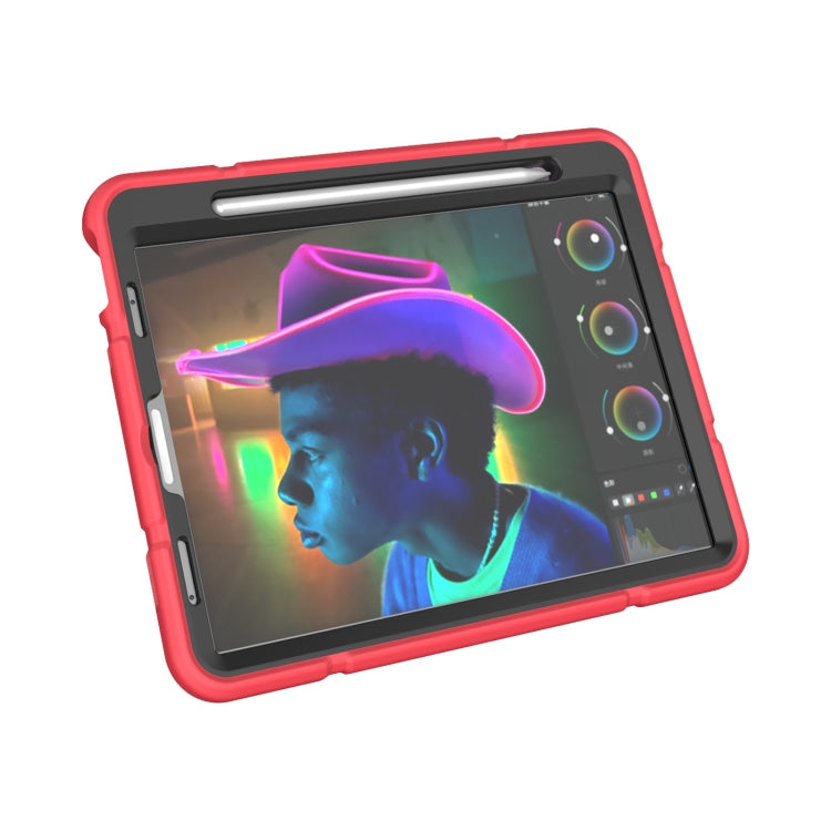 For iPad Pro 11 2022 / 2021 / 2020 Armor Holder Silicone Hybrid PC Tablet Case(Red Black) by buy2fix
