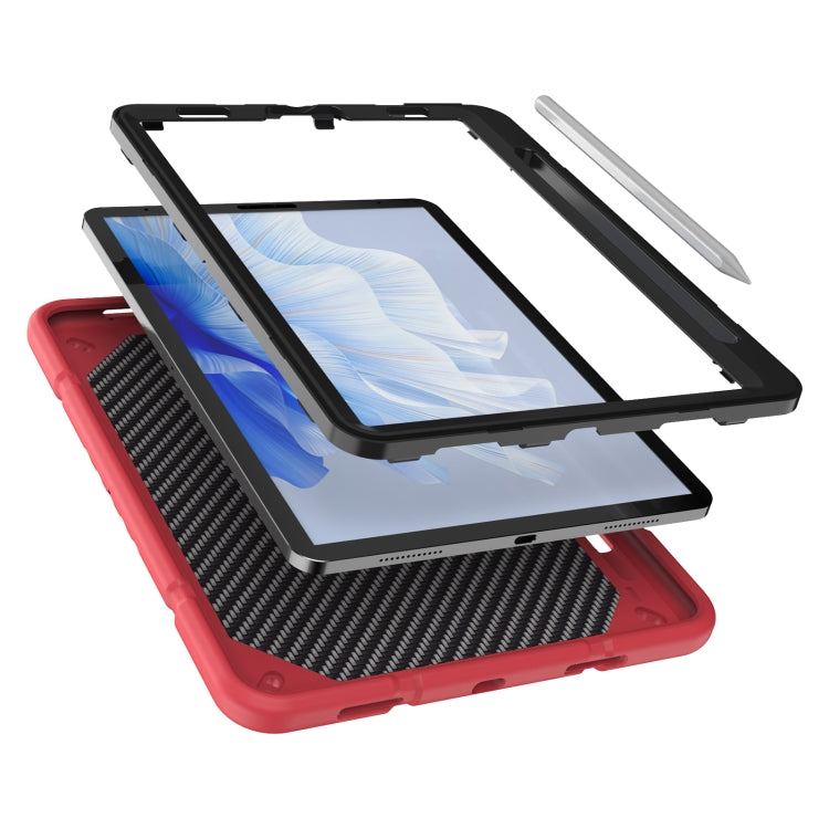 For iPad Pro 11 2022 / 2021 / 2020 Armor Holder Silicone Hybrid PC Tablet Case(Red Black) by buy2fix