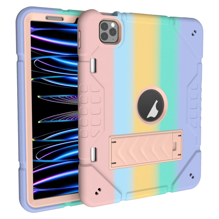 For iPad Pro 11 2022 / 2021 / 2020 Armor Holder Silicone Hybrid PC Tablet Case(Gradient Color Gold) by buy2fix