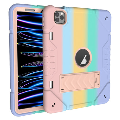 For iPad Pro 11 2022 / 2021 / 2020 Armor Holder Silicone Hybrid PC Tablet Case(Gradient Color Gold) by buy2fix