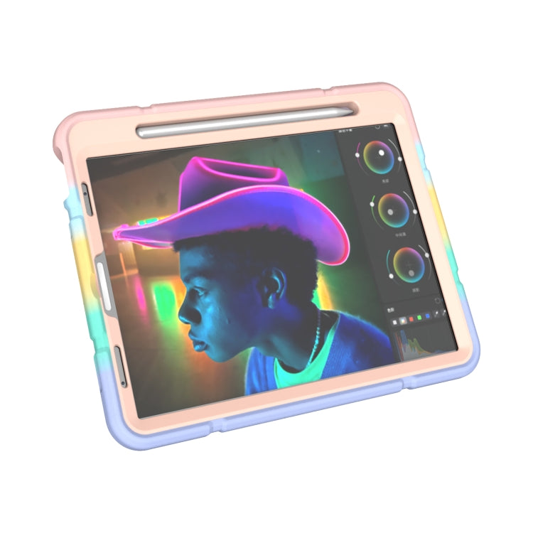 For iPad Pro 11 2022 / 2021 / 2020 Armor Holder Silicone Hybrid PC Tablet Case(Gradient Color Gold) by buy2fix