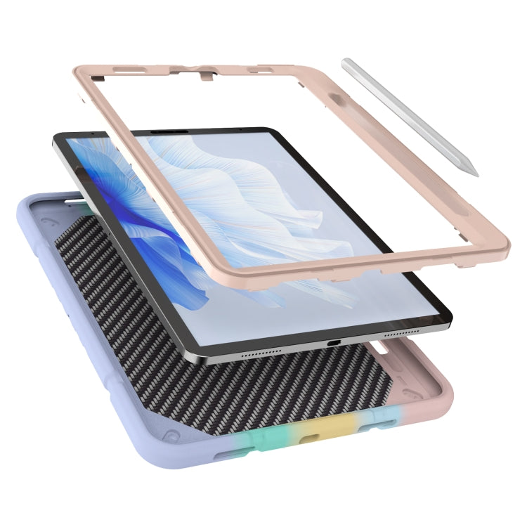 For iPad Pro 11 2022 / 2021 / 2020 Armor Holder Silicone Hybrid PC Tablet Case(Gradient Color Gold) by buy2fix