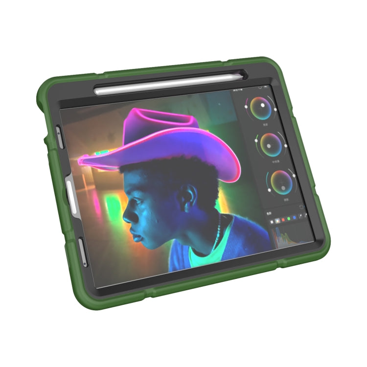 For iPad Pro 11 2022 / 2021 / 2020 Armor Holder Silicone Hybrid PC Tablet Case(Army Green Black) by buy2fix