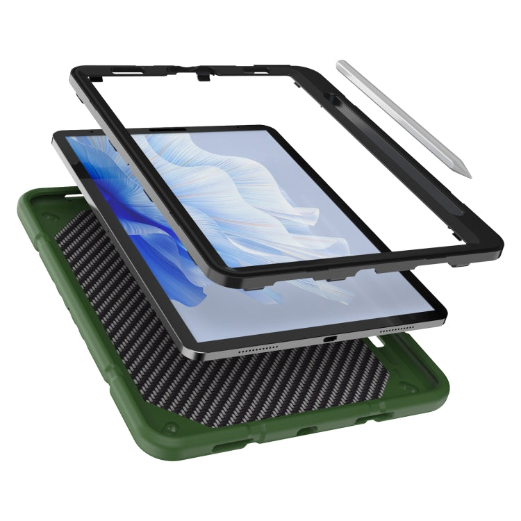 For iPad Pro 11 2022 / 2021 / 2020 Armor Holder Silicone Hybrid PC Tablet Case(Army Green Black) by buy2fix