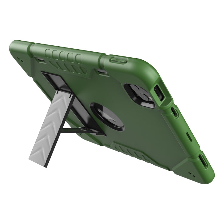 For iPad Pro 11 2022 / 2021 / 2020 Armor Holder Silicone Hybrid PC Tablet Case(Army Green Black) by buy2fix