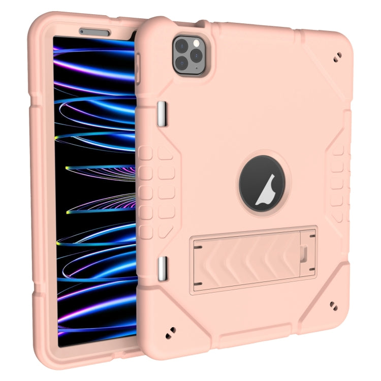 For iPad Pro 11 2022 / 2021 / 2020 Armor Holder Silicone Hybrid PC Tablet Case(Rose Gold) by buy2fix