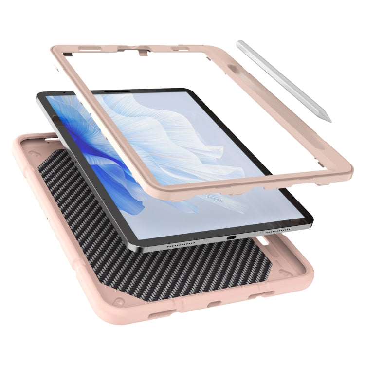 For iPad Pro 11 2022 / 2021 / 2020 Armor Holder Silicone Hybrid PC Tablet Case(Rose Gold) by buy2fix