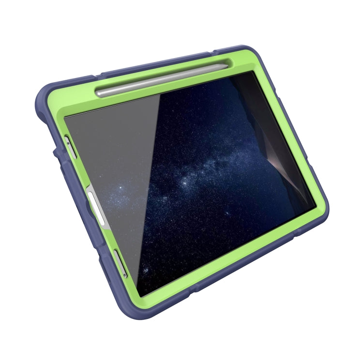 For iPad Pro 11 2022 / 2021 / 2020 Armor Holder Silicone Hybrid PC Tablet Case(Navy Yellow Green) by buy2fix