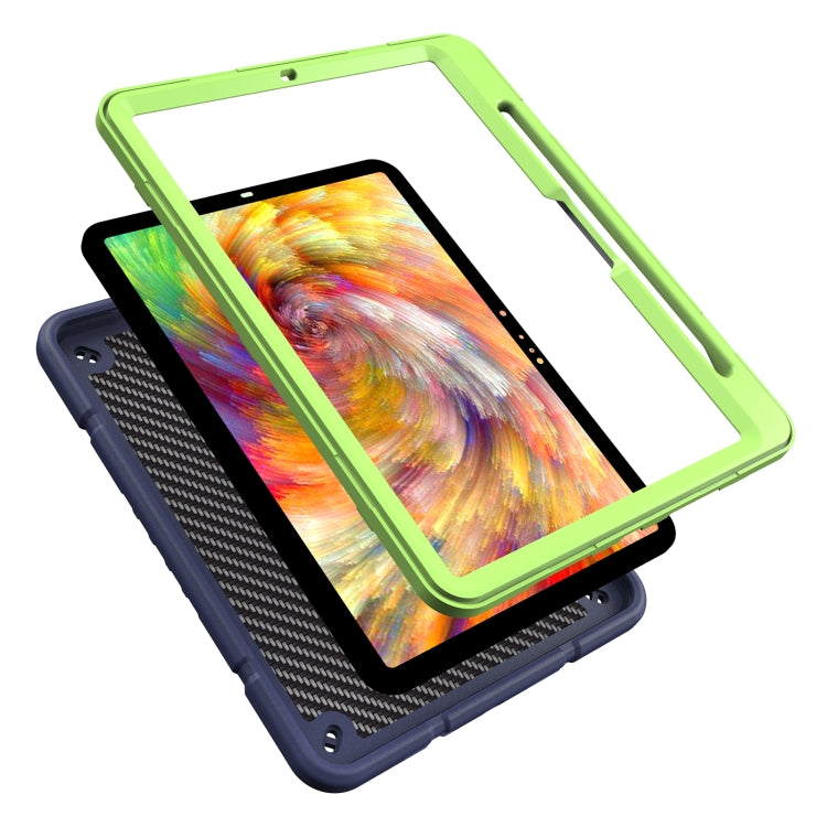 For iPad Pro 11 2022 / 2021 / 2020 Armor Holder Silicone Hybrid PC Tablet Case(Navy Yellow Green) by buy2fix