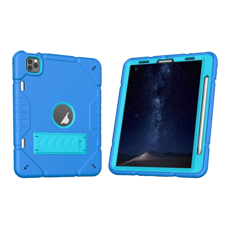 For iPad Pro 11 2022 / 2021 / 2020 Armor Holder Silicone Hybrid PC Tablet Case(Blue) by buy2fix