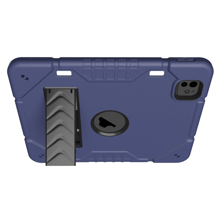 For iPad Pro 11 2024 Armor Holder Silicone Hybrid PC Tablet Case(Navy Blue Black) - iPad Pro 11 2024 Cases by buy2fix | Online Shopping UK | buy2fix