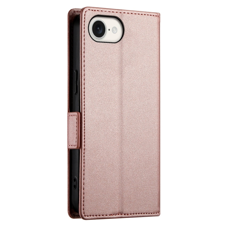 For iPhone 16e Side Buckle Magnetic Frosted Leather Phone Case(Rose Gold) by buy2fix
