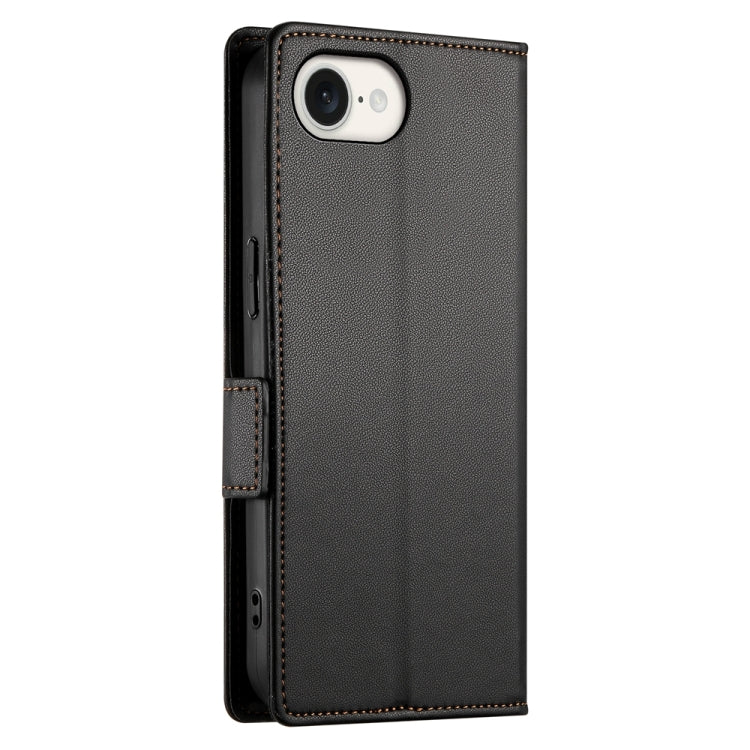 For iPhone 16e Side Buckle Magnetic Frosted Leather Phone Case(Black) by buy2fix