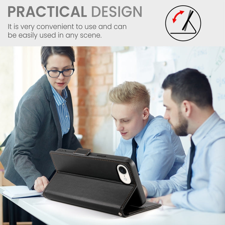 For iPhone 16e Side Buckle Magnetic Frosted Leather Phone Case(Black) by buy2fix