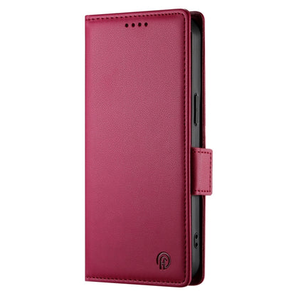 For iPhone 16e Side Buckle Magnetic Frosted Leather Phone Case(Wine Red) by buy2fix