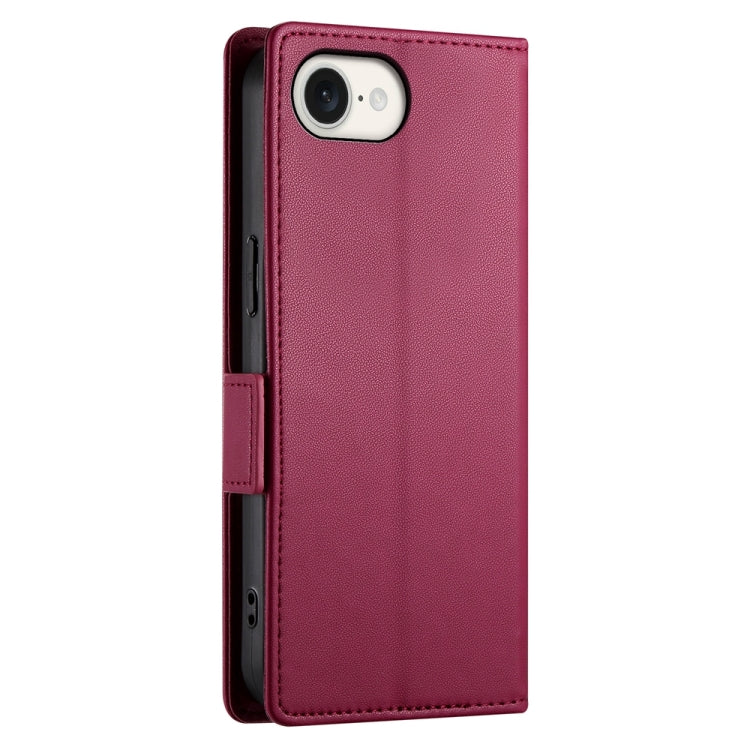 For iPhone 16e Side Buckle Magnetic Frosted Leather Phone Case(Wine Red) by buy2fix