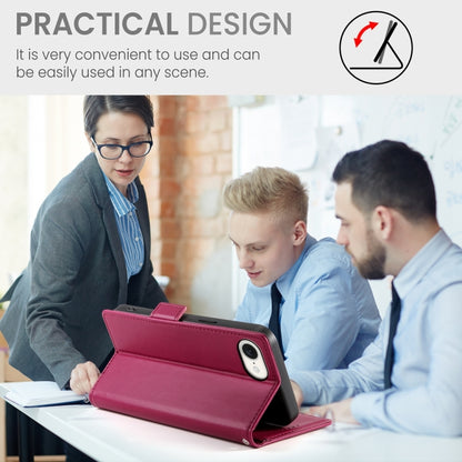 For iPhone 16e Side Buckle Magnetic Frosted Leather Phone Case(Wine Red) by buy2fix