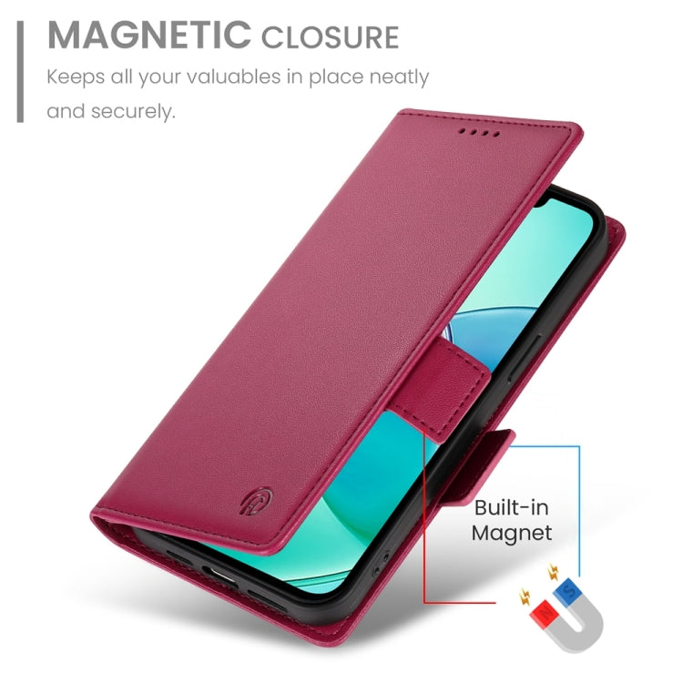 For iPhone 16e Side Buckle Magnetic Frosted Leather Phone Case(Wine Red) by buy2fix