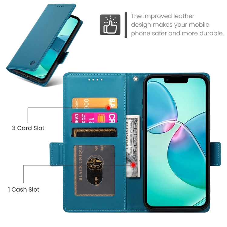 For iPhone 16e Side Buckle Magnetic Frosted Leather Phone Case(Blue) by buy2fix