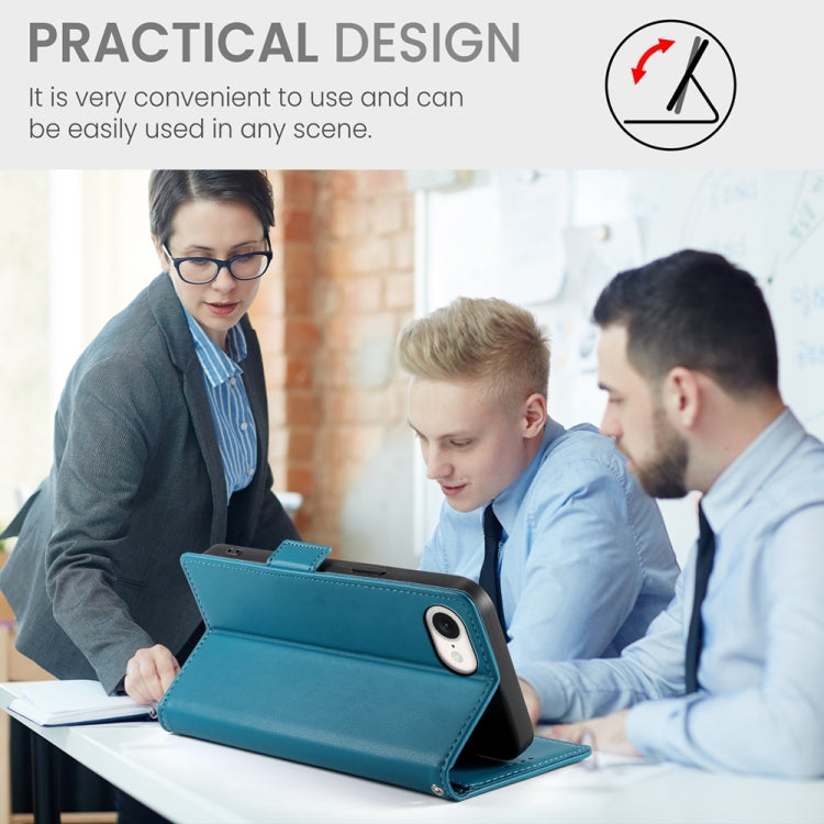 For iPhone 16e Side Buckle Magnetic Frosted Leather Phone Case(Blue) by buy2fix