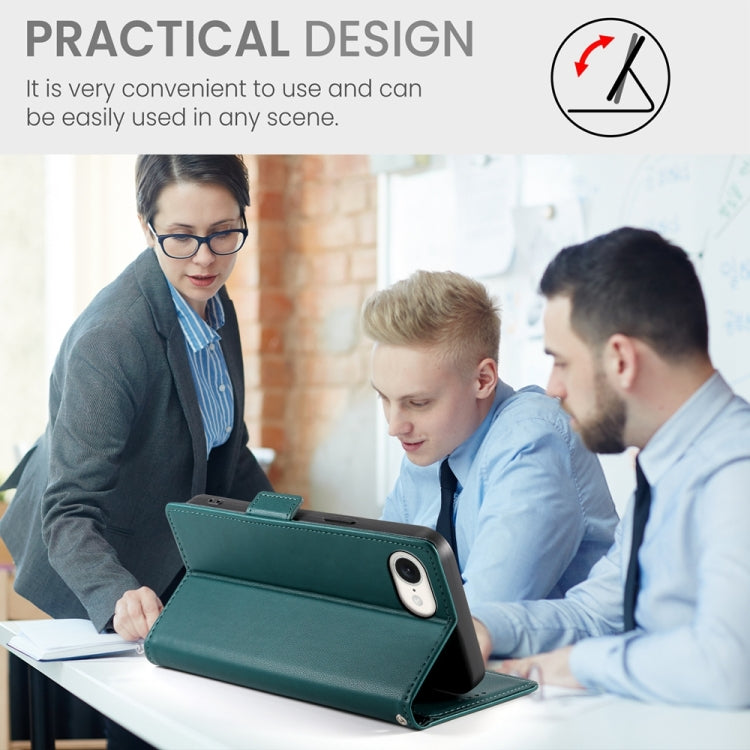 For iPhone 16e Side Buckle Magnetic Frosted Leather Phone Case(Dark Green) by buy2fix