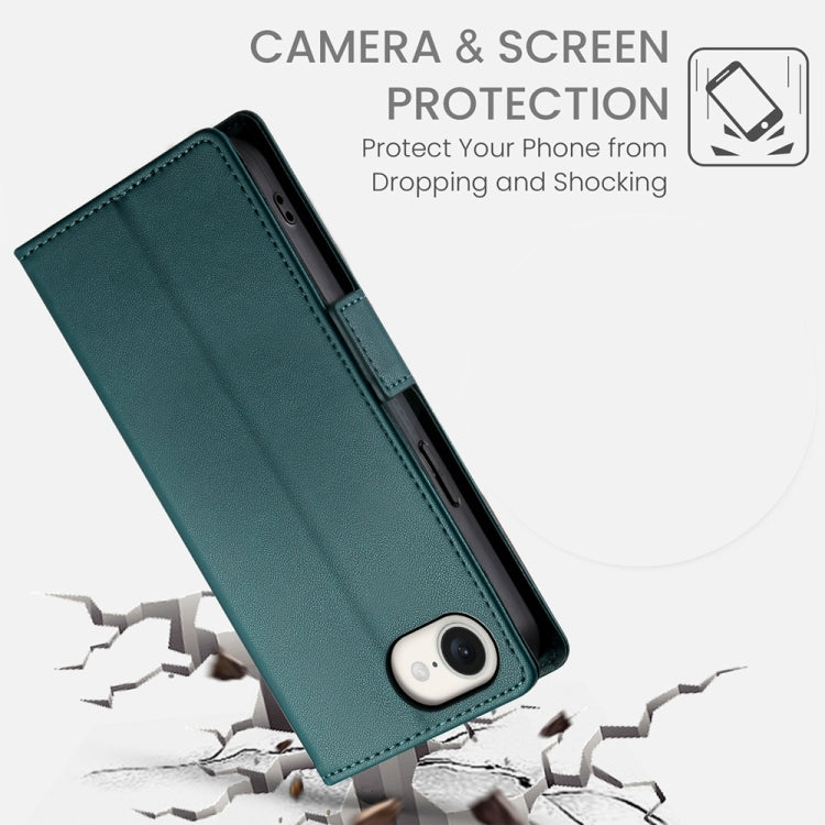 For iPhone 16e Side Buckle Magnetic Frosted Leather Phone Case(Dark Green) by buy2fix
