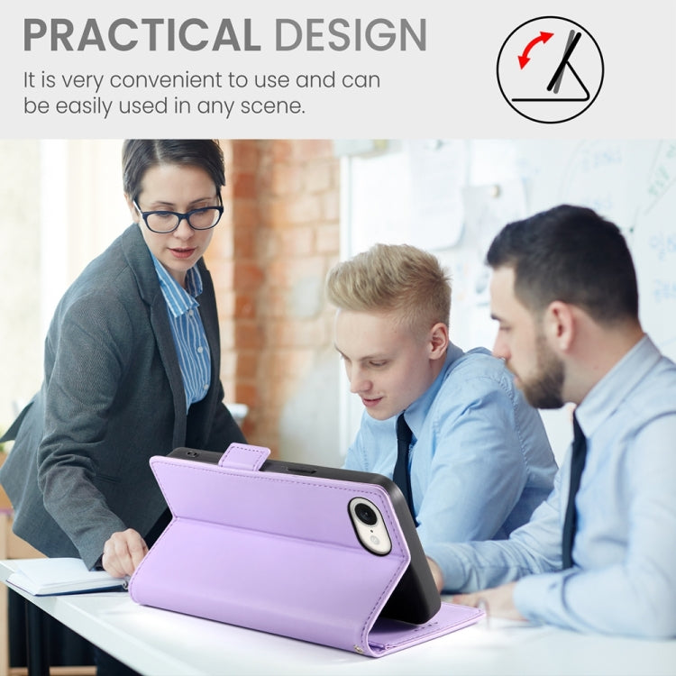 For iPhone 16e Side Buckle Magnetic Frosted Leather Phone Case(Purple) by buy2fix