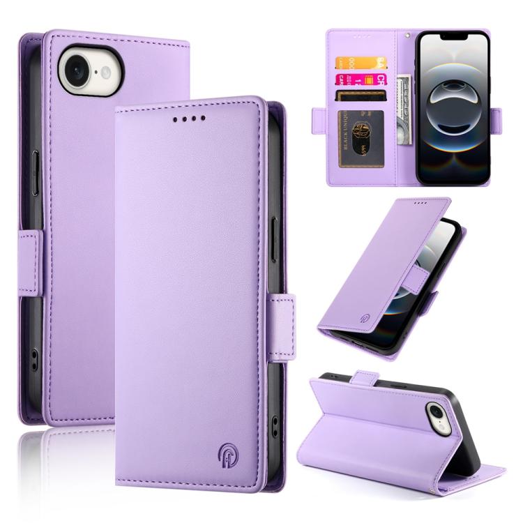 For iPhone 16e Side Buckle Magnetic Frosted Leather Phone Case(Purple) by buy2fix