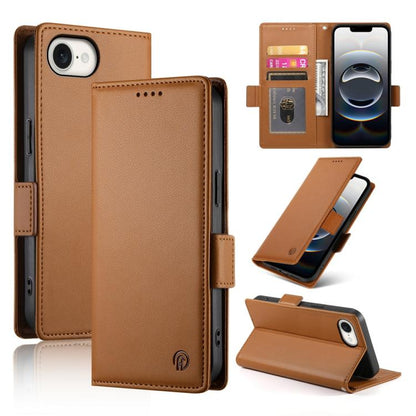 For iPhone 16e Side Buckle Magnetic Frosted Leather Phone Case(Brown) by buy2fix