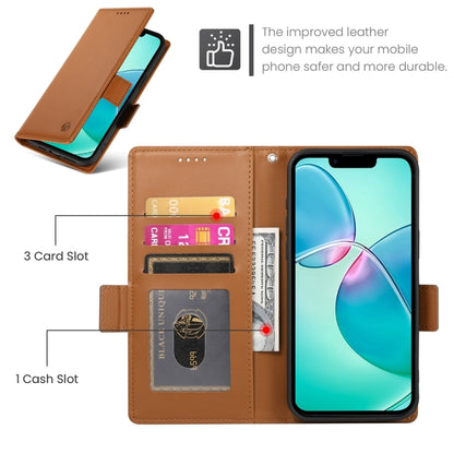 For iPhone 16e Side Buckle Magnetic Frosted Leather Phone Case(Brown) by buy2fix