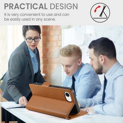 For iPhone 16e Side Buckle Magnetic Frosted Leather Phone Case(Brown) by buy2fix